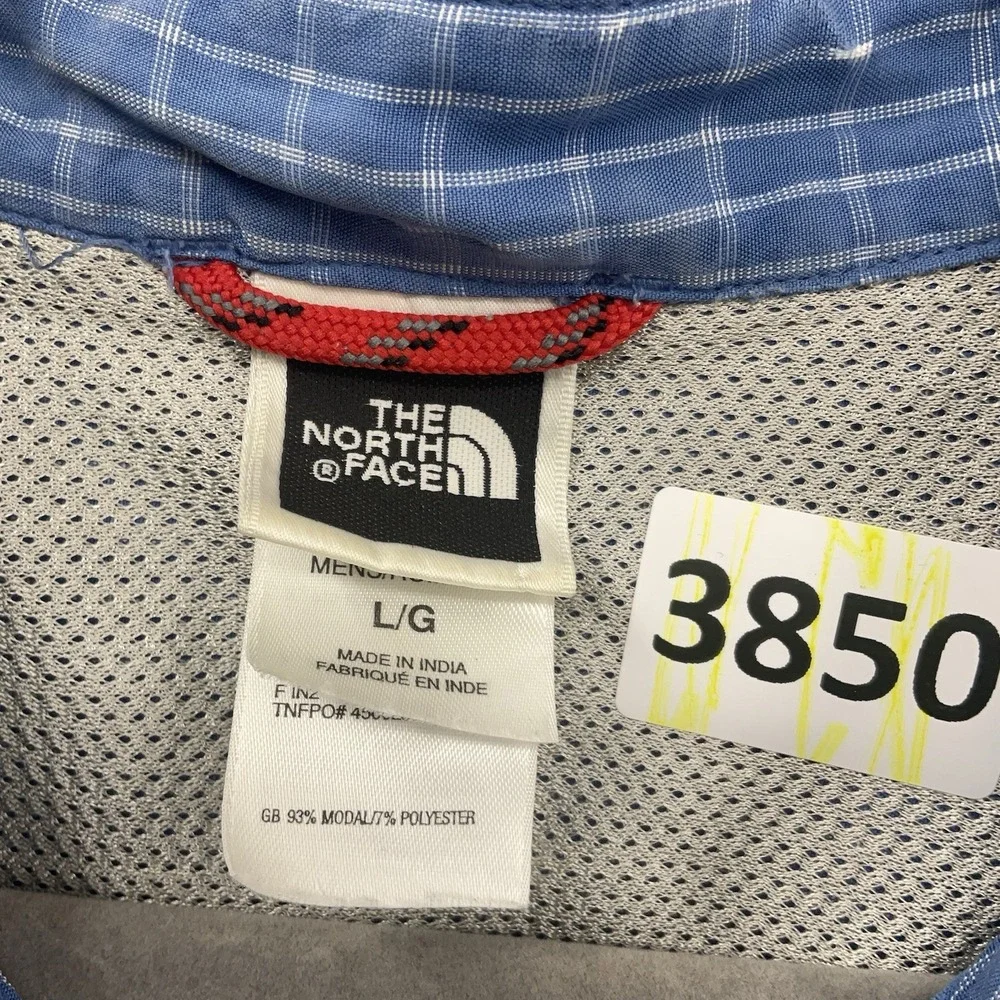 Vintage The North Face Mens Button Shirt Large Blue‎ Plaid Short Sleeve Outdoor